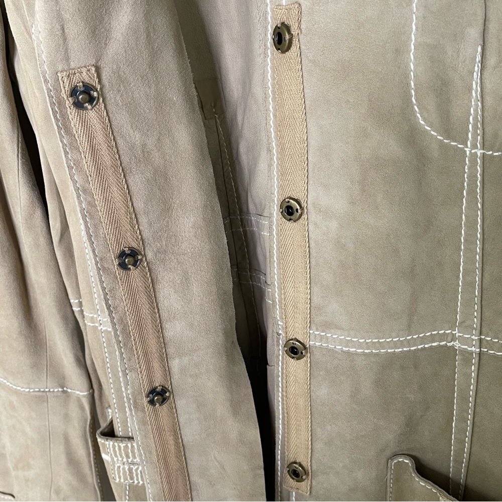 Jacket | Carlisle Camel Suede Trench Contrast Stitching | Western Boho Per Se 6 - Picture 14 of 16